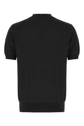 Black cotton blend polo shirt -  | Wise
