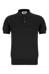 Black cotton blend polo shirt -  | Wise