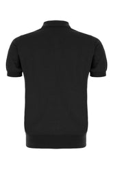 Black cotton blend polo shirt -  | Wise