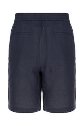 Midnight blue linen bermuda shorts -  | Wise