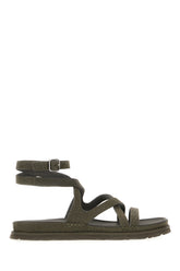 Bottle green leather Goldengaze sandals -  | Wise