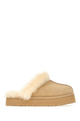 Slippers Disquette in pelle scamosciata sabbia -  | Wise