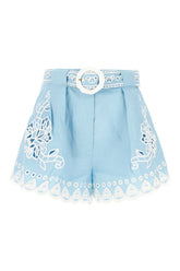 Light blue linen shorts -  | Wise