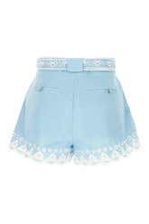 Light blue linen shorts -  | Wise
