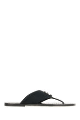 Black fabric and leather thong sandals -  | Wise