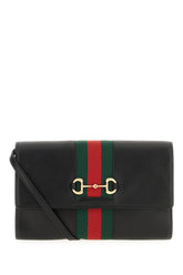 Black leather Horsebit Web shoulder bag -  | Wise