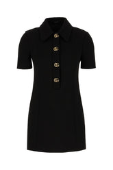 Black crepe polo dress -  | Wise