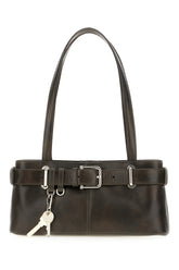 Dark brown leather handbag -  | Wise
