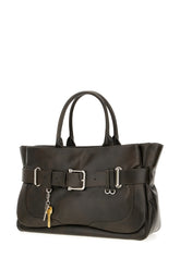 Dark brown leather handbag -  | Wise