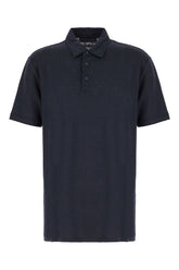 Navy blue linen polo shirt -  | Wise