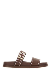 Chocolate leather Fendi Feel slippers -  | Wise