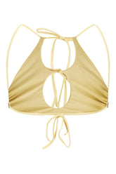 Top bikini reversibile in nylon stretch verde oliva -  | Wise