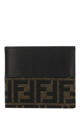 Dark brown leather and fabric wallet -  | Wise