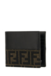 Dark brown leather and fabric wallet -  | Wise