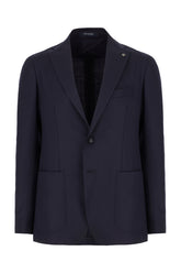 Navy blue stretch wool blazer -  | Wise