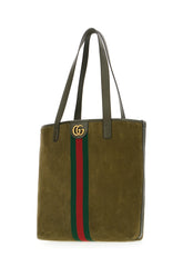 Olive green suede shopping bag -  | Wise