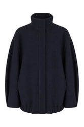 Navy blue wool blend coat -  | Wise