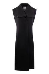 Cappotto smanicato nero in lana e cashmere -  | Wise