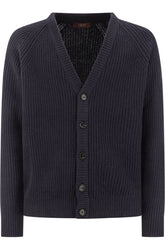 Cardigan in lana blu notte -  | Wise