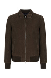 Dark brown suede down jacket -  | Wise