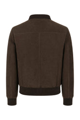 Dark brown suede down jacket -  | Wise