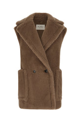 Brown alpaca blend sleeveless coat -  | Wise