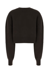 Chocolate stretch wool blend sweater -  | Wise