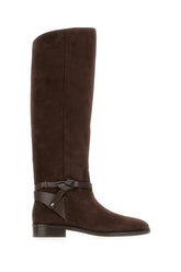 Dark brown suede boots -  | Wise