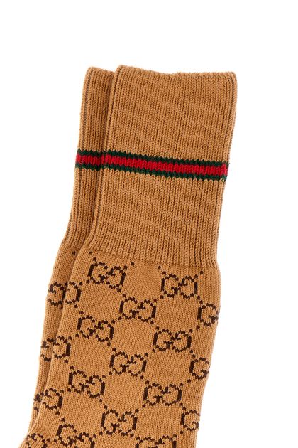 Embroidered stretch cotton blend socks