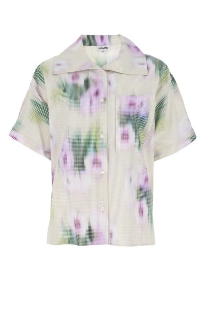 Printed acetate blend oversize shirt