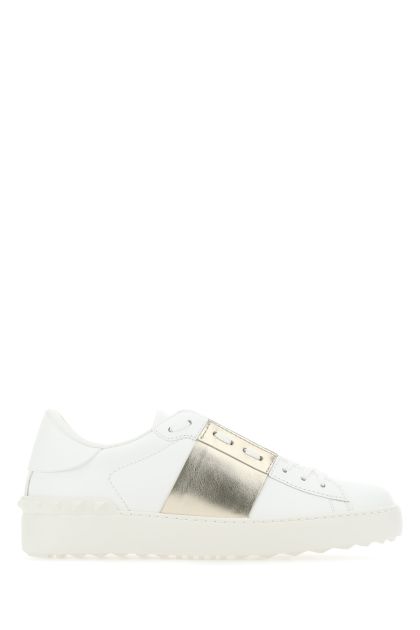 White Open sneakers with platinum band