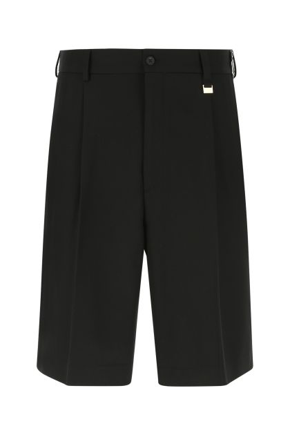 Black wool blend bermuda shorts 