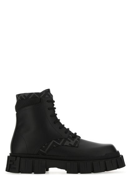Black leather Fendi Force boots 