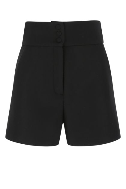 Black wool blend shorts
