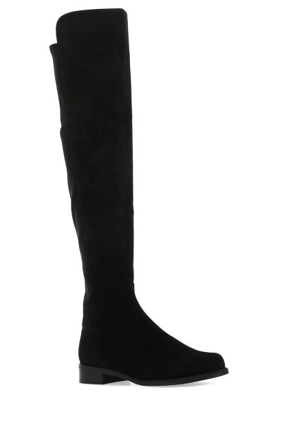 Black suede and stretch fabric 5050 boots