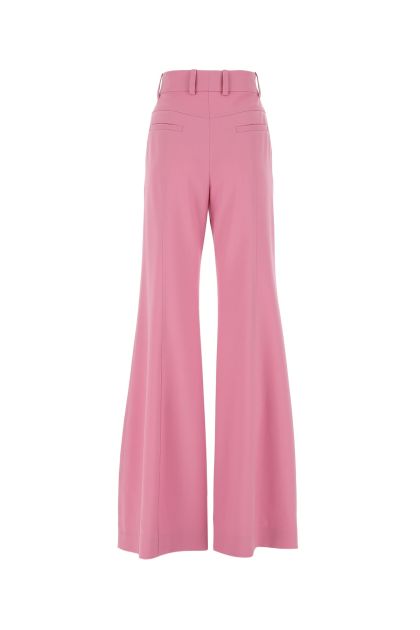 Pink stretch wool wide leg pant