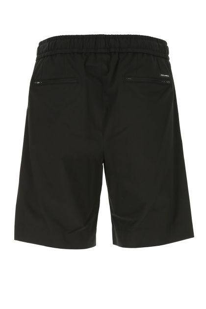 Black stretch cotton bermuda shorts