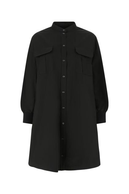 Black popeline oversize shirt dress