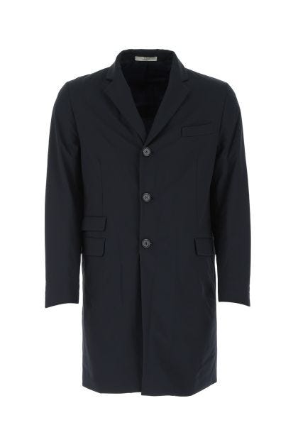 Black stretch nylon padded trench coat