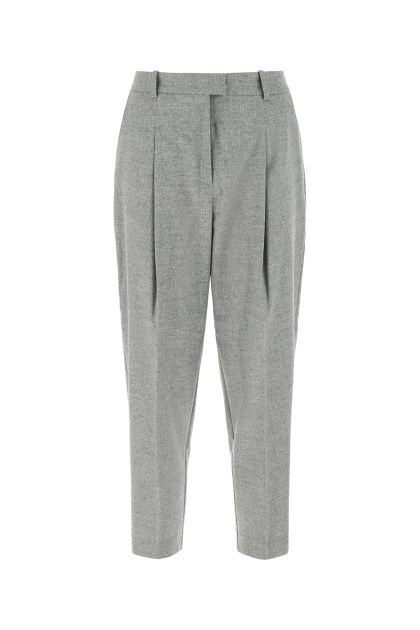 Melange grey stretch wool blend pant