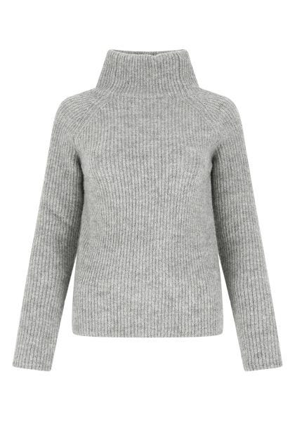 Melange grey stretch alpaca blend sweater