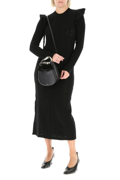 Black wool blend dress 