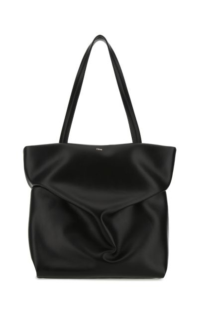 Black leather Judy shopping bag