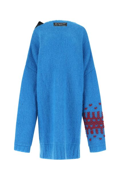 Turquoise mohair blend oversize sweater