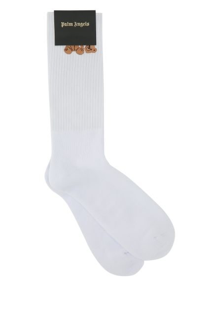 White stretch cotton blend socks