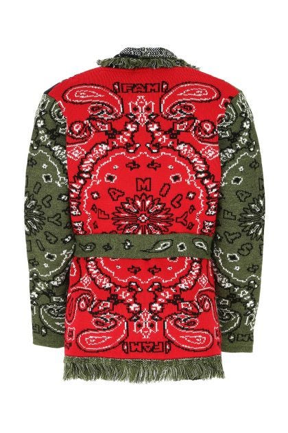 Embroidered wool blend cardigan