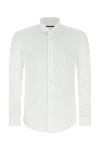 White stretch cotton blend shirt