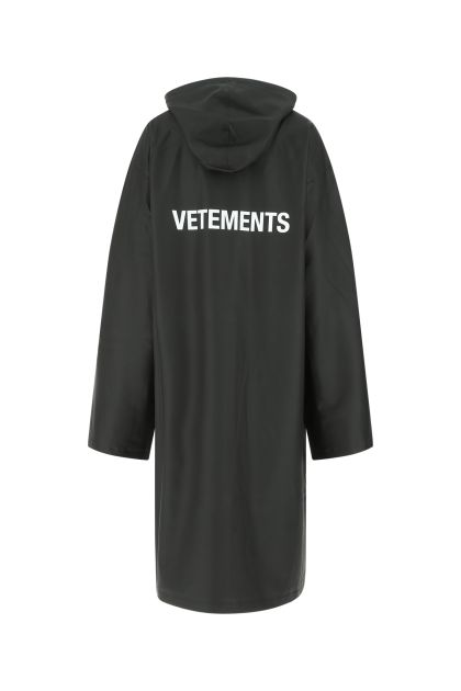 Black PVC blend oversize raincoat