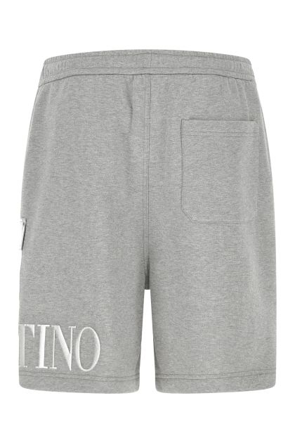 Melange grey cotton blend bermuda shorts