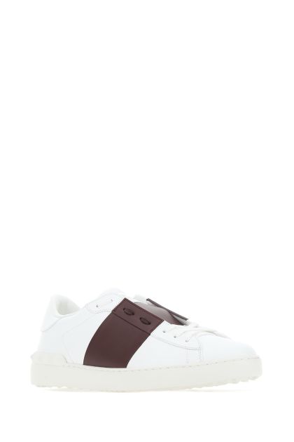 White leather Open sneakers with grape band 